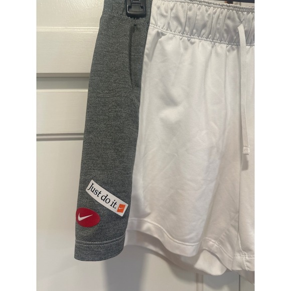 Nike Dri Fit Athletic Shorts Women's Gray M White Running Gym Just Do It - Picture 3 of 5